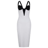 Strappy Sleeveless Splicing Midi Bandage Dress Aosig