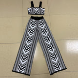 Strappy Sleeveless Striped Bodycon Set Aosig