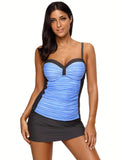 Straps And Strapless Pleats Skirt Swimsuit Aosig