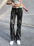 Street Contrast Color Casual Pull Up Pants Aosig