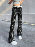Street Contrast Color Casual Pull Up Pants Aosig