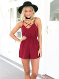 Suspender Crossover Backless Jumpsuit Aosig