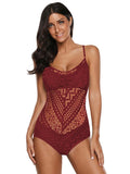 Suspenders Lace One-piece Swimsuit Aosig