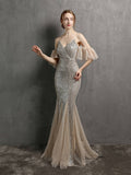 Tassel Beaded elegant evening dress Aosig