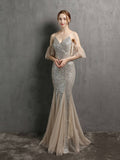 Tassel Beaded elegant evening dress Aosig