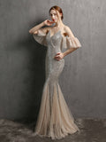 Tassel Beaded elegant evening dress Aosig