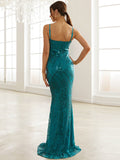 Temperament Deep V-Neck Sequined Party Evening Dress Aosig