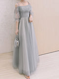 Temperament Gray Fairy Tulle Bridesmaid Dress Evening Dress Aosig