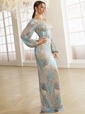 Temperament Long Sequined Banquet Fishtail Small Tail Evening Dress Aosig