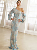 Temperament Long Sequined Banquet Fishtail Small Tail Evening Dress Aosig