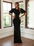 Temperament Personality Puff Sleeve Evening Dress Aosig