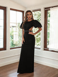 Temperament Personality Puff Sleeve Evening Dress Aosig