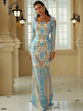 Temperament Slim Sequins Small Trailing Evening Dress Aosig