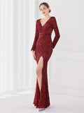 Temperament long sleeved evening dress Aosig