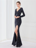 Temperament long sleeved evening dress Aosig