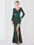 Temperament long sleeved evening dress Aosig