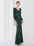 Temperament long sleeved evening dress Aosig