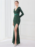 Temperament long sleeved evening dress Aosig