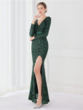 Temperament long sleeved evening dress Aosig