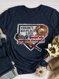 There's No Place Like Home Baseball Print Short Sleeve T-shirt Aosig