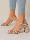 Thin Strap Chunky Heel Sandals Aosig