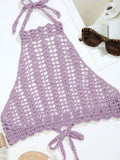 Tie Back Crochet Halter Cover Up Top Aosig