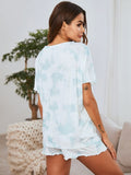 Tie-dye Print Top & Shorts Home Suit Aosig