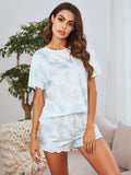 Tie-dye Print Top & Shorts Home Suit Aosig