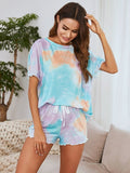 Tie-dye Print Top & Shorts Home Suit Aosig