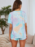 Tie-dye Print Top & Shorts Home Suit Aosig