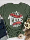 Tis The Season Print Short Sleeve T-shirt Aosig