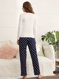 Top Polka Dot Trousers Home Pajamas Aosig