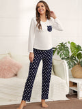 Top Polka Dot Trousers Home Pajamas Aosig