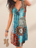 V-Neck Print Dress Aosig