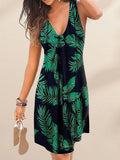 V-Neck Print Dress Aosig