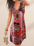 V-Neck Print Dress Aosig