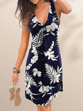 V-Neck Print Dress Aosig