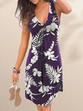 V-Neck Print Dress Aosig