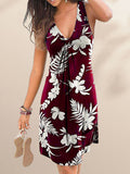 V-Neck Print Dress Aosig