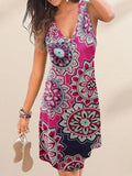 V-Neck Print Dress Aosig