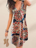 V-Neck Print Dress Aosig