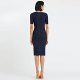 V Neck Short Sleeve Plain Midi Bandage Dress HB78730 Aosig
