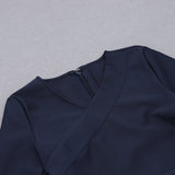 V Neck Short Sleeve Plain Midi Bandage Dress HB78730 Aosig