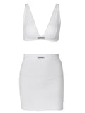 V-neck Small Bra Slim Short Skirt Set Aosig