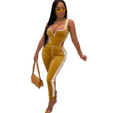 Velvet Sexy V Neck Women Matching Set Sexy Street Jumpsuit Aosig