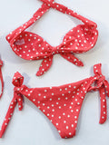 Schulterfreier Bikini-Badeanzug mit Polka Dots