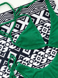 Beach Bandage Triangle Green Asymmetric Bikini Swimsuit