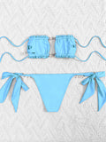 Glittering Pendant Decorated Bandeau Bikini Swimwear