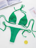 Padded Backless Heart Shape Hollow Halter-Neck Bikini Swimsuit