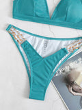 Gorgeous Embellished Ribbed Backless Bikini Swimwear